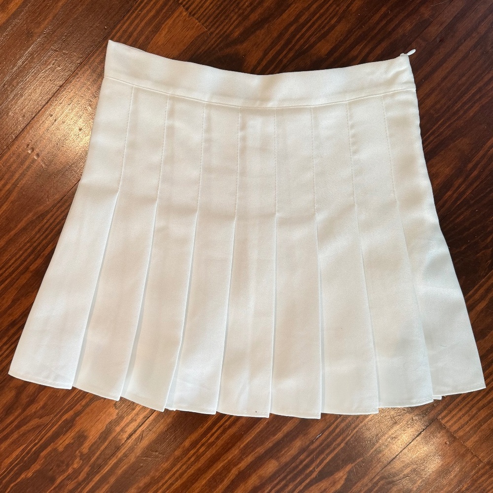 White Pleated Mini Tennis Skirt Lined with Shorts